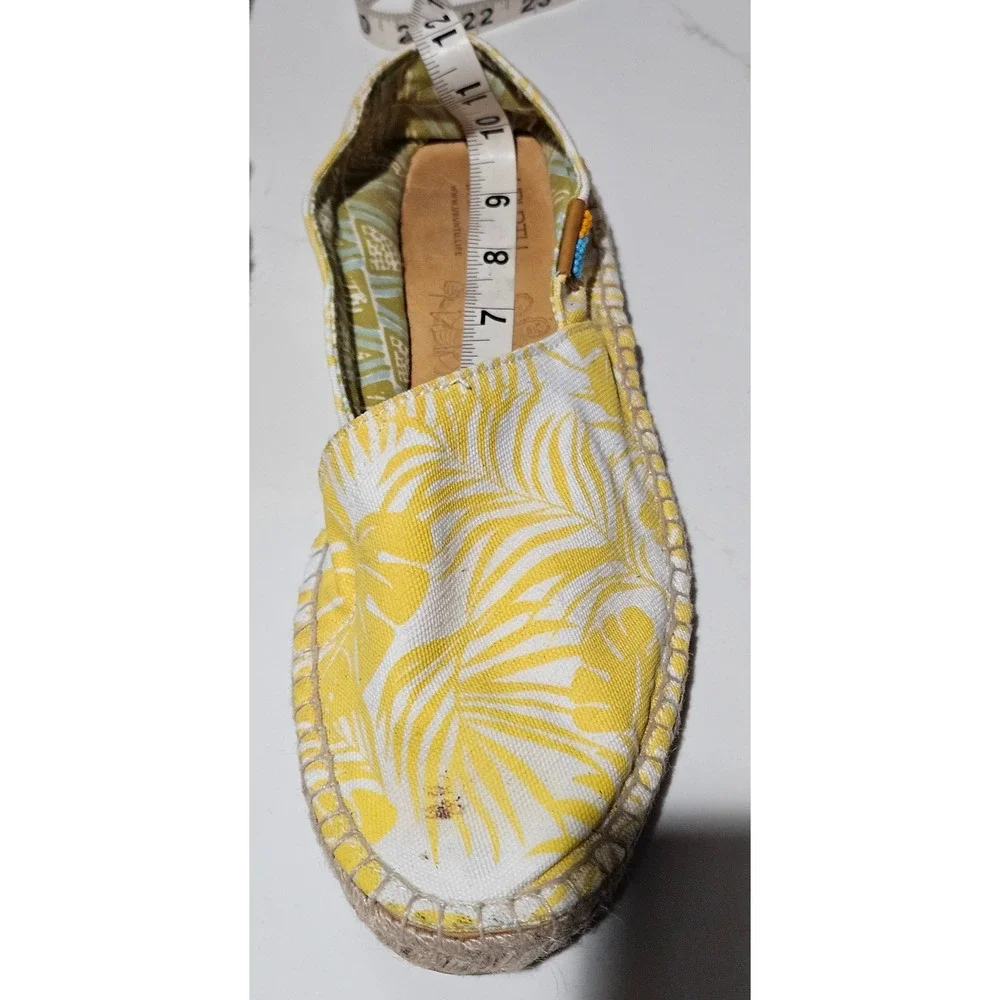Ubuntu Life Mens 11 Yellow Tropical Palm Leaf Canvas Espadrille Slip On Flats